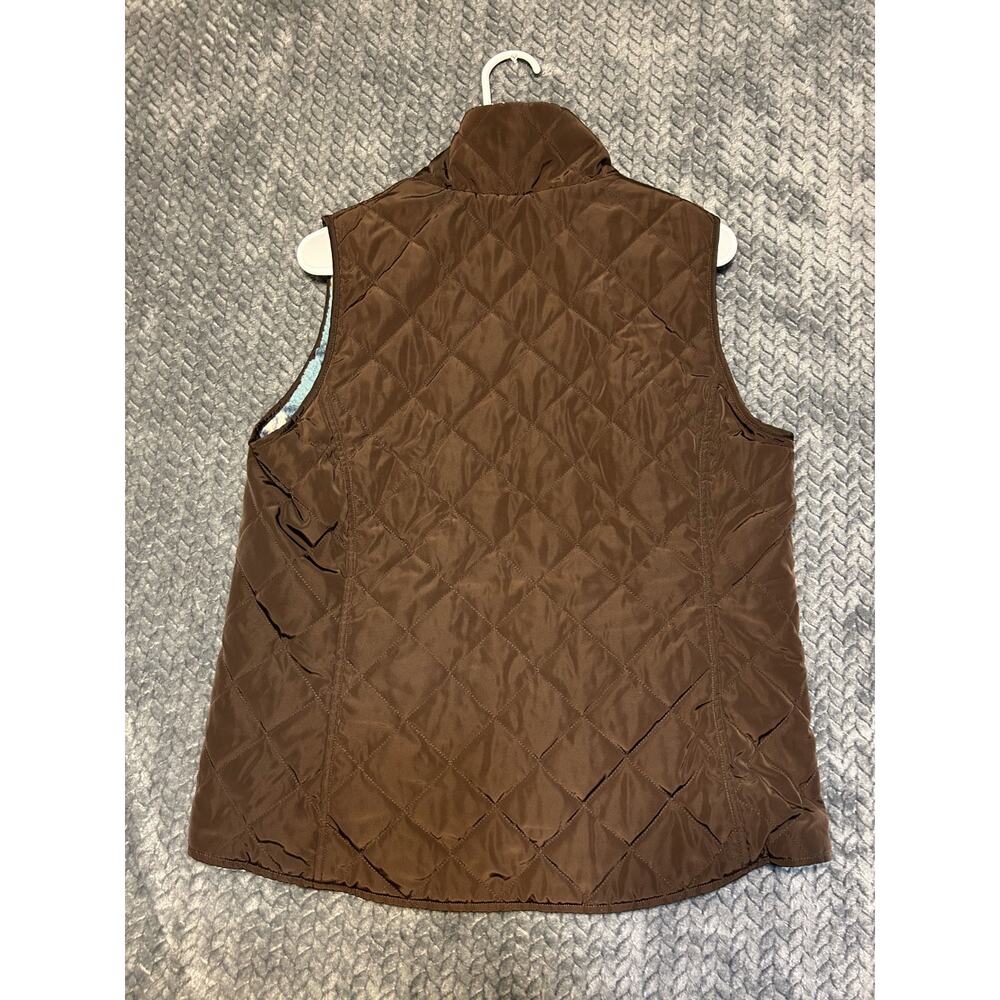 Ariat Dilon 2.0 Reversible Insulated Vest Womens M Brown Quilted Fleece Lined - Picture 2 of 5